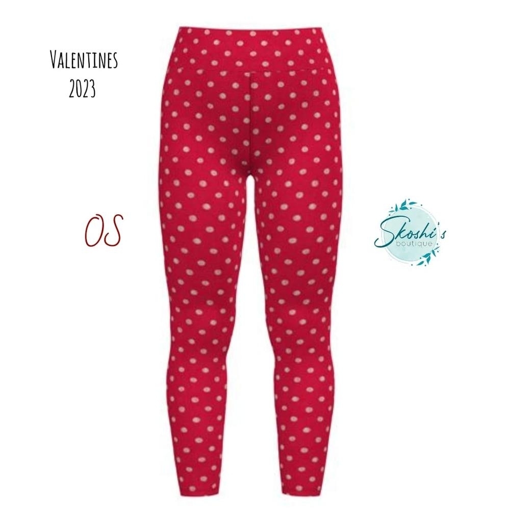 LuLaRoe Red and White Polka Dot Leggings